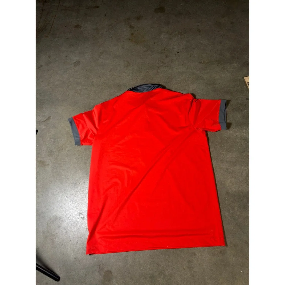Nike Golf Tour Performance Dri-FIT Polo Shirt Mens Large Red Grey Trim Short Slv